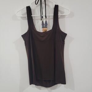 Vintage Y2K Iz Byer Babydoll Top Size Large Brown Halter Beaded